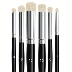6Pcs Professional Dry Brush Set with Solid Wood Handle and Aluminum Collar, Suit