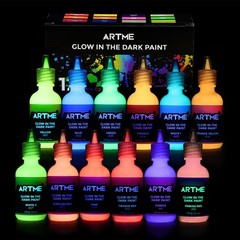 Glow in the Dark Paint, Glow Paint Set of 12 Bright Colors 30Ml/1Oz, Long Lastin