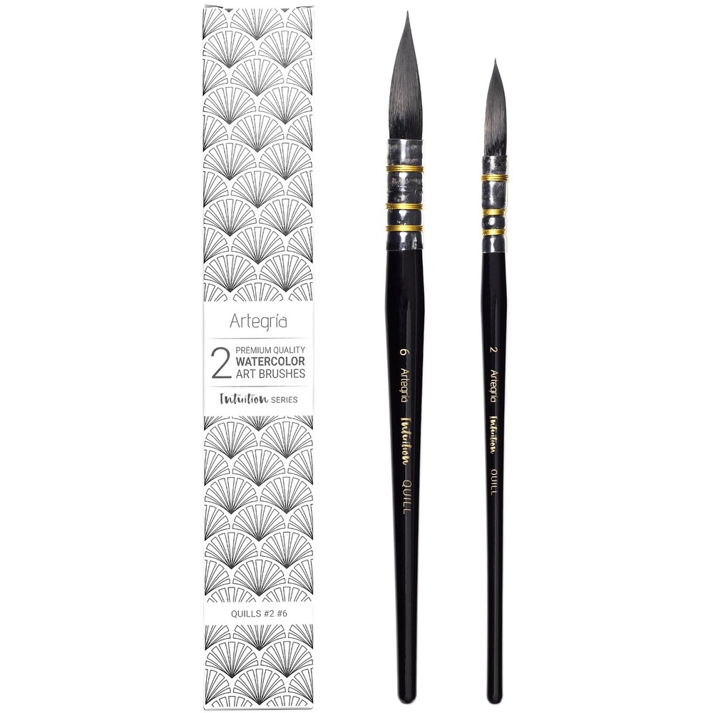 Watercolor Brush Set Sizes 2 And 6 Round Quill Mop Brushes With Fine Tips Soft S