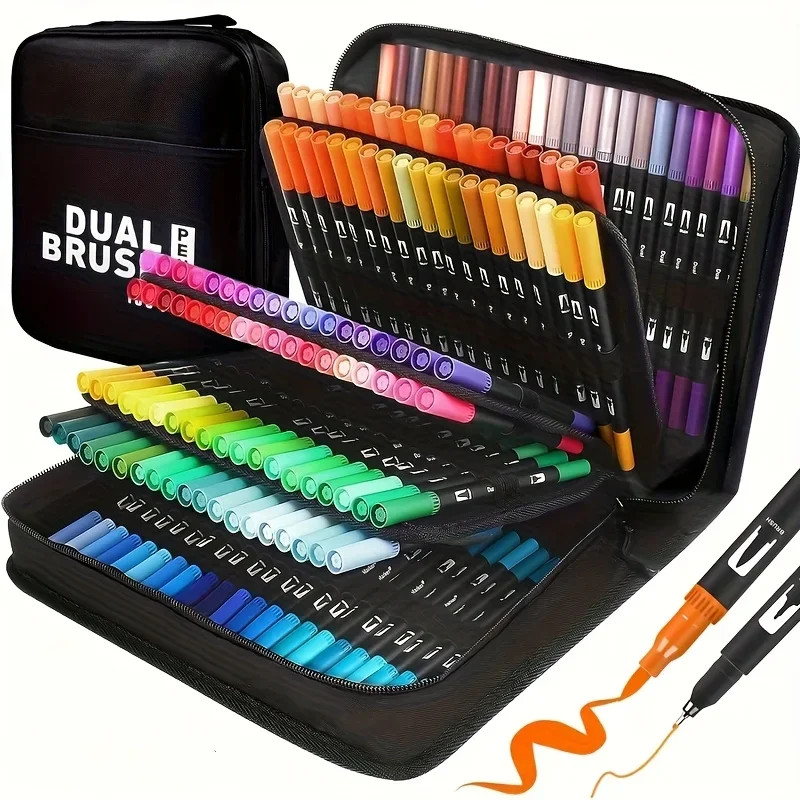 Vibrant Double-Ended Watercolor Markers – Art Set for Drawing & Crafts, Durable