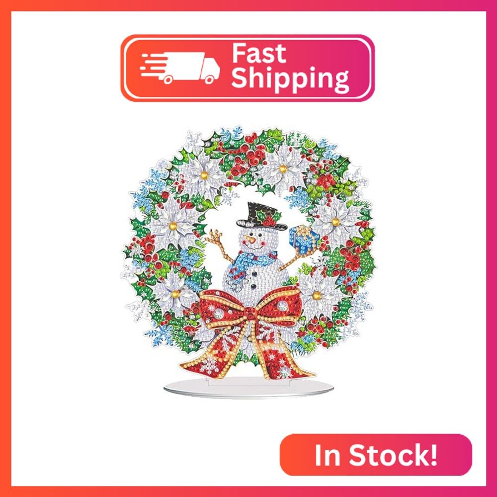 CEOVR Christmas Diamond Painting Tabletop Ornament, DIY 5D Special Shape Snowman