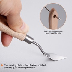 2pcs No.1 Painting Palette Knives Stainless Steel Spatula Beech Wood Handle