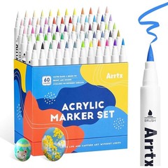 Acrylic Paint Markers Set 60 Color Waterproof Quick Dry Brush Tip DIY Art New