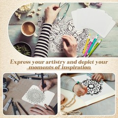 50 PCS 4.5×4.5 Inch White Square Paper Artist Tiles Zen Drawing Supplies NEW