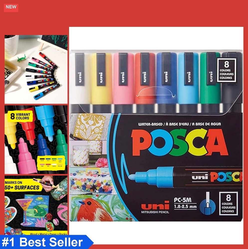 Paint Markers Medium Tip 8 Count Acrylic Water Based Reversible Non Toxic for