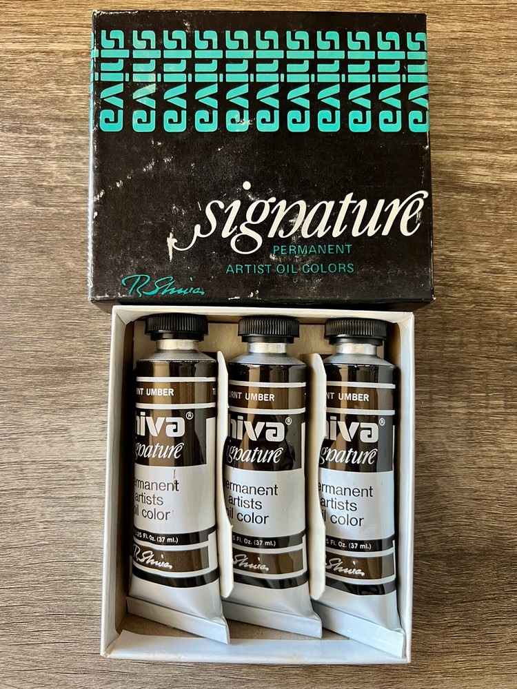 (3) Vintage Shiva Signature Burnt Umber Oil Color Paint 1.25 Oz. Tubes