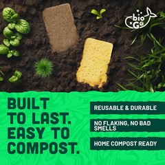 bioGo 12 Pack Biodegradable Kitchen Sponges – Eco-Friendly, Compostable, Natu…