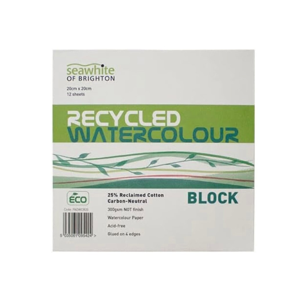 Seawhite Of Brighton Watercolour Recycled Paper Block – 20 x 20 cm – 12 Sheets –