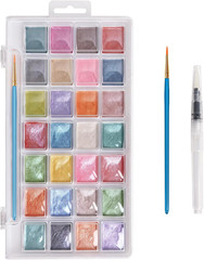 28 Metallic Colors Washable Watercolor Paint Set, with 3 Brushes Pen | watercolo
