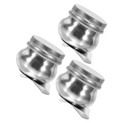 3Pcs Stainless Steel Oil Palette Cups with Clip Brush Cleaning Pot Silver