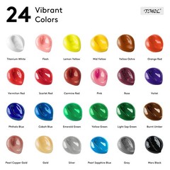 Acrylic Paint Set, 24 Colors (2 oz/Bottle) with 12 Art Brushes, Art Supplies …