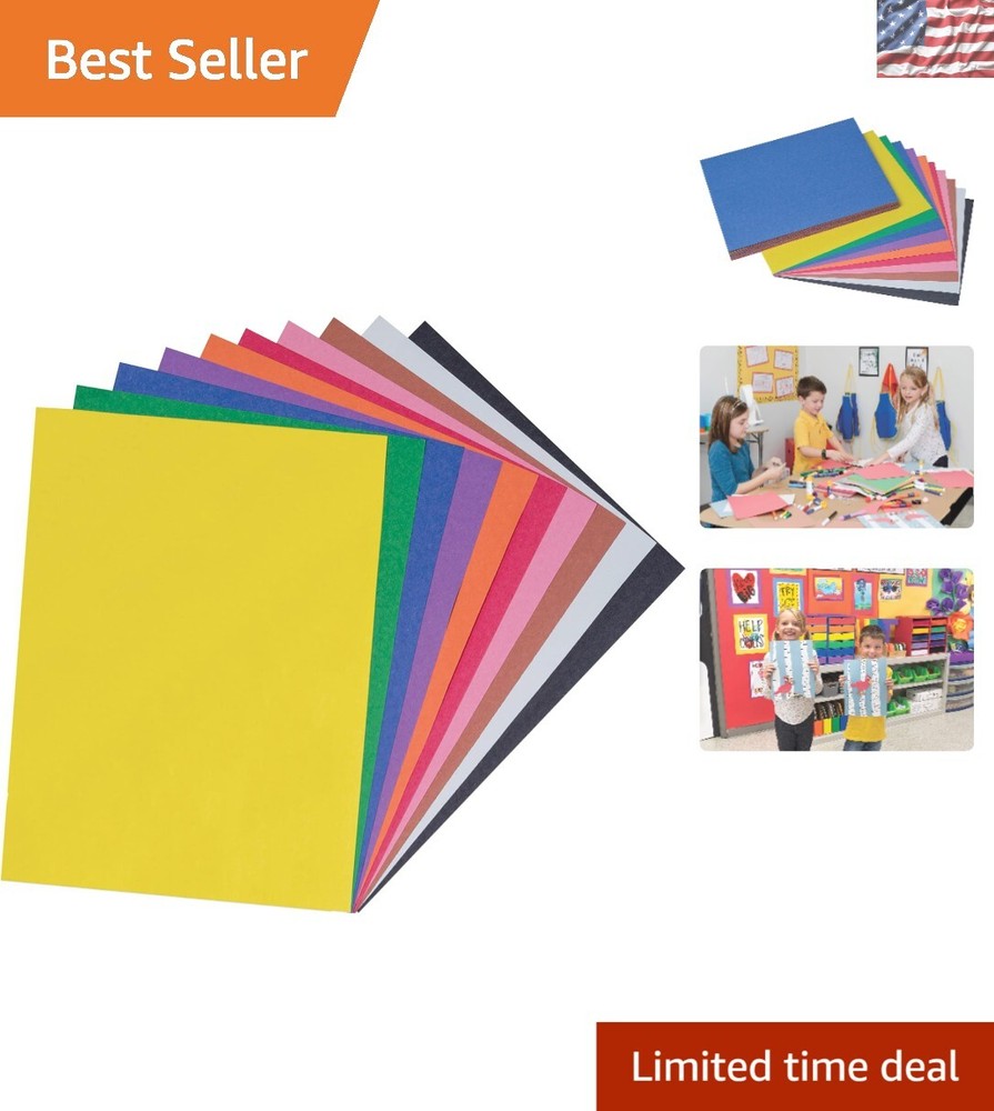 Bright and Versatile 100 Sheet Construction Paper Pack – 10 Colors, 9″ x 12″