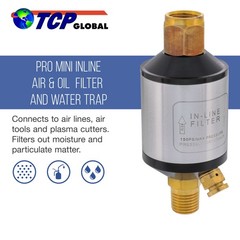 Mini In-Line Air Filter, Oil and Water Separator, Aluminum Body with Drain Valve