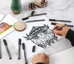 9 Pack Micro Fineliner Drawing Art Pens for Sketching Watercolor Anime Manga