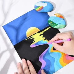 6 Colors Acrylic Pens, Colored Pen Marker for Black , 0.1 mm Coloring Paint A…