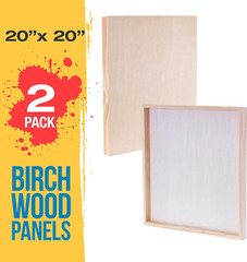 Unfinished Cradled Wood Panels for Painting, 2 Pack of 20X20 Inch – Gallery Birc