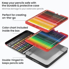 ARTEZA 48 Watercolor Pencils, Water Colored Pencils Set Office Product