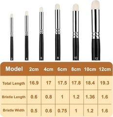 6 Pcs Dry Brush Set Drybrush round Detail Paint for Model Ceramics Art Painting