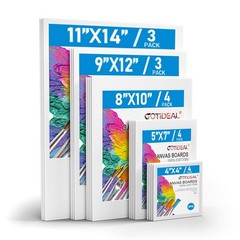 Gotideal Canvas For Painting -18 Pack Multi Pack 4X4 5X7 8X10 9X1211X14 Canvas
