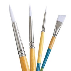 Snap White Synthetic Paint Brush Set For Acrylic And Watercolor Includes 4 Paint