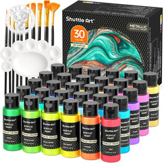 Shuttle Art 30 Colors Metallic Acrylic Paint, Artist Grade Metallic Paint in Bot