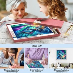 FHBUBPUP 5D Dragon Diamond Painting Kits for 30 cm x 30 cm, Multicolored