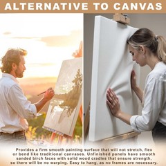 U.S. Art Supply 6″ x 12″ Unfinished Cradled Wood Panels for x 12″, Brown