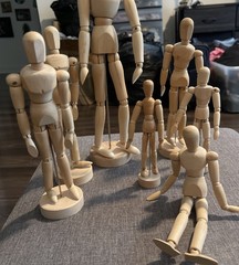 Lot of 7 Wooden Artist Mannequins Mixed Sizes 12” 8” 5.5” Art Drawing Figures