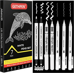White Pens, Fine Point Gel Pens, Brush Tip Acrylic Markers,White Paint Pen, Dua