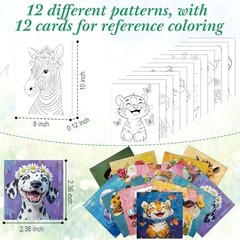 12 Pcs Pre Drawn Canvas Pre Printed Canvas Set for 8 x 10 Inch Flower Animals