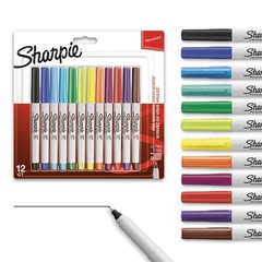 Sharpie Permanent Markers, Ultra Fine Point, 1 Count (Pack of 12), Assorted