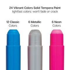 TEMPERA PAINT Sticks, Set of 24 Rich Colors, Solid Tempera Paint, Super Quick…