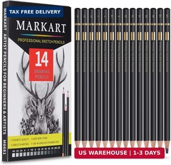MARKART Professional Drawing Sketching Pencil Set – 14 Pieces,Graphite,(12B – 4H