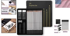 Artistic 19-Piece Sketch Pencil Set with Graphite Sticks and Sharpener