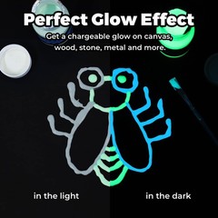 Glow in The Dark Paint Set of Green and Blue Colors (60ml/2oz each) Acrylic P…