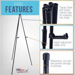63″ High Heavy Duty Steel Easy Folding Display Easel Adjustable Holders Portable