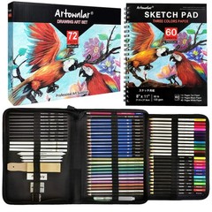 Artownlar 72 Pack Drawing Sketching Set with 8×11 72 Piece Set, Multicolor