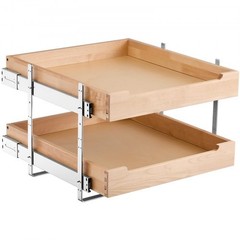 2 Tier Pull Out Cabinet Organizer, 20″W x 21″D Cabinet Drawer, Soft Close Sl…
