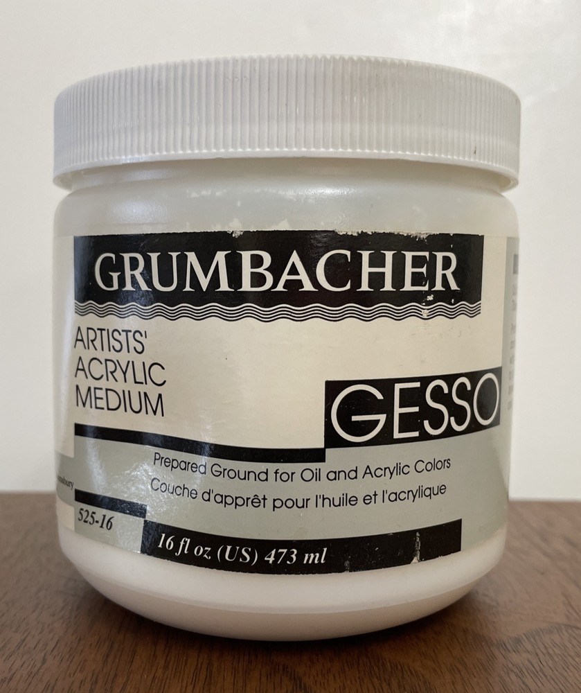 Grumbacher Gesso Artists Acrylic & Oil Paint Medium 16 fl oz White Primer