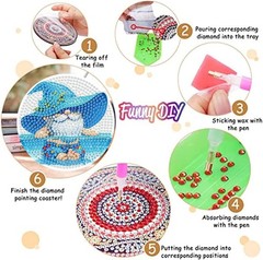8 Pcs Gnome Pool Diamond Art Coasters Kit With Holder DIY Craft Painting Gift