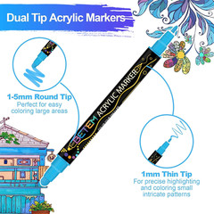 36 Colors Dual Tip Acrylic Paint Pens Markers, Premium Acrylic Paint Pens for Wo