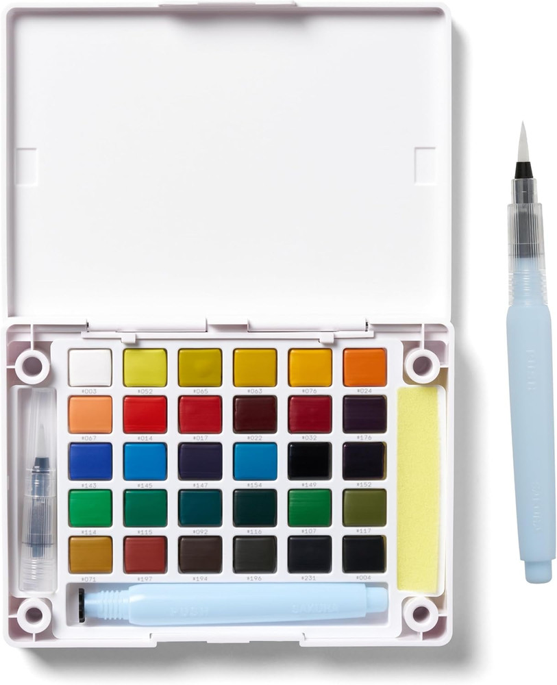 Koi Field 30 Assorted Watercolors with Water Brush Sketch Set XNCW-30N
