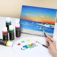 Acrylic Paint Set with 10 Brushes, Outdoor/Indoor Art Craft