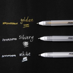 3 Colors Pen Set – White, Gold and Silver Ink Pens for Black Drawing, Sketchi…