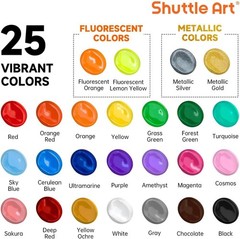 25 Colors Acrylic Paint Set, 2oz Bottles – Non-Toxic & Waterproof Art Supplies