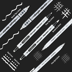 White Ink Pens Set 0.5mm Fine Point White Gel Pens Dual-Tip Acrylic Paint Pe…