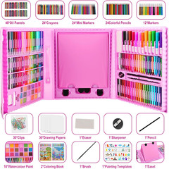 Art Supplies, 230 PCS+ Drawing Art Kit, Kids Art Set with Double Sided Trifold E