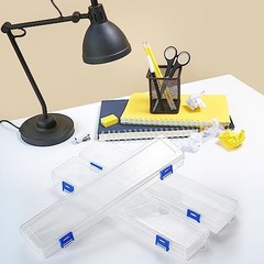 8 Pack Paint Brush Holder Case, 13″ Translucent Art Storage Box with Lid