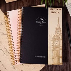 Hardcover Sketchbook for Drawing 8.5 x 11 Spiral Sketch Book for Large Black