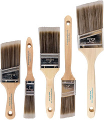 5 Piece Paint Brush Set Flat & Angle Brushes For Walls Trim Cabinets Interior